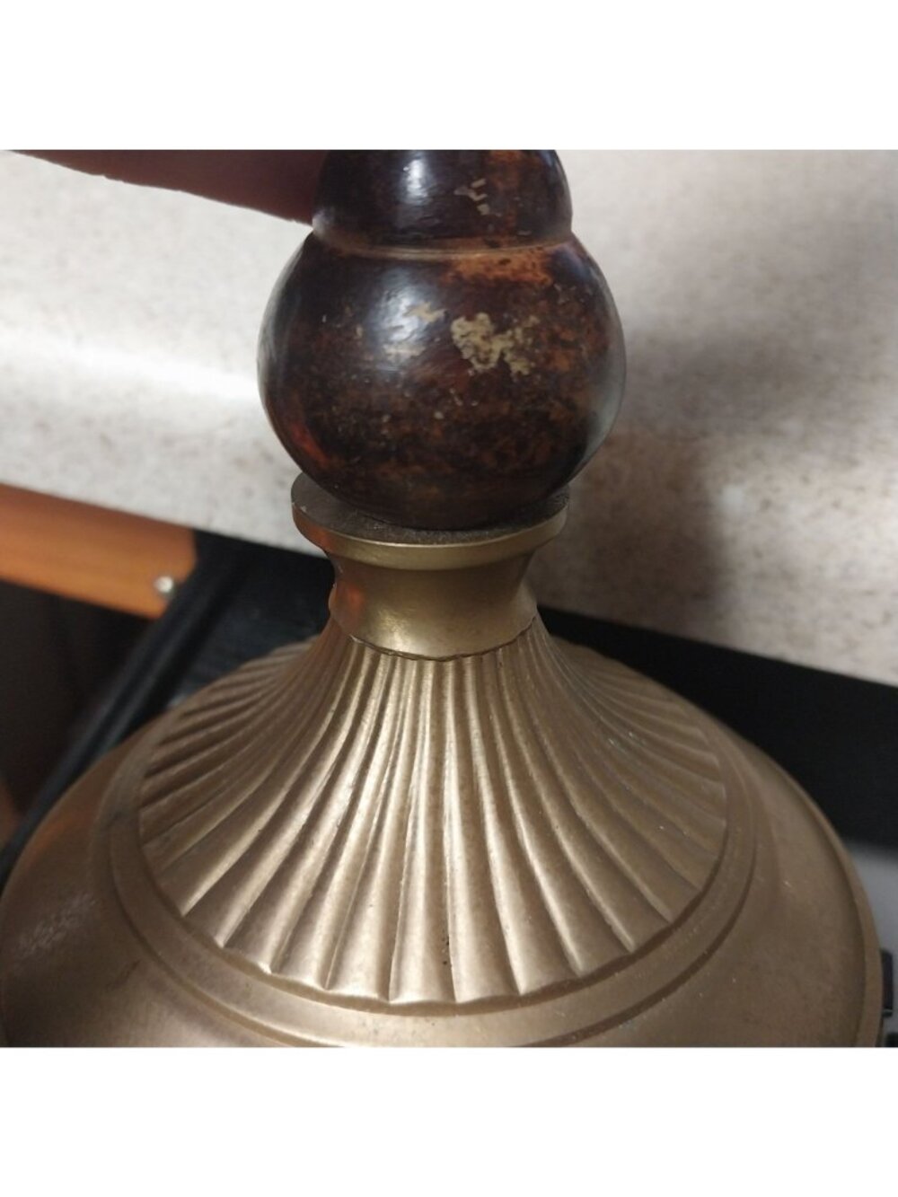 Vintage Brass & Laquered Wood Candlestick Holders Beaded Garland Pair Set of 2 - Picture 9 of 9